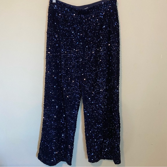 SHEIN Blue Wide Leg Sparkly Pants - Picture 1 of 7
